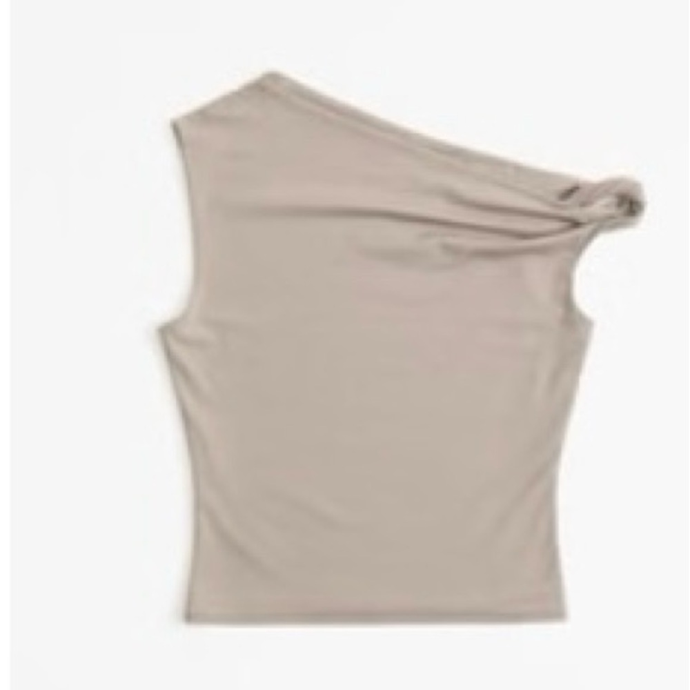 Never worn Abercrombie light brown asymmetrical cotton-modal twist top